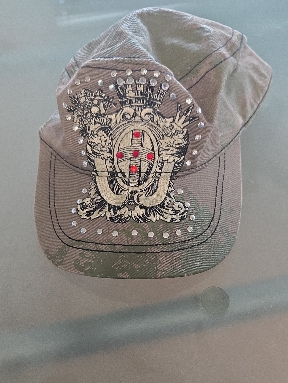 Embellished Crest Military Cap - Olive